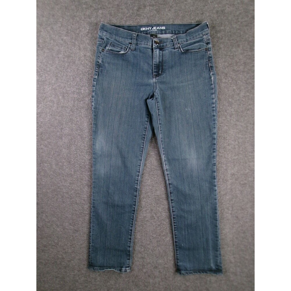 DNKY Jeans Women 4 Blue Soho Skinny Dark Wash Casual Faded Mid Rise Cropped